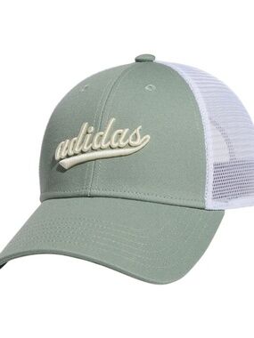 🆕 Adidas green white mesh trucker snapback hat cap